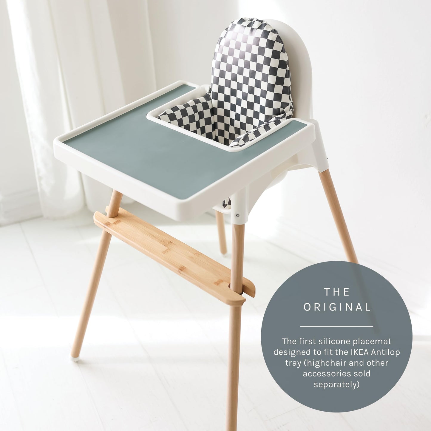 Yeah Baby Goods Placemats Compatible W/Antilop High Chair (Faded Jade) - Slip-Resistant & Food-Grade Silicone High Chair Mat - E