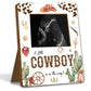 ALodr Cowboy Baby Shower Decorations, Baby Shower Sign Picture Frame, Cowboy Party Decor for Gender Reveal, Pregnancy Milestone 