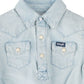 Wrangler Baby Boys Western Long Sleeve Denim Bodysuit, Faded Blue, 3-6 Months