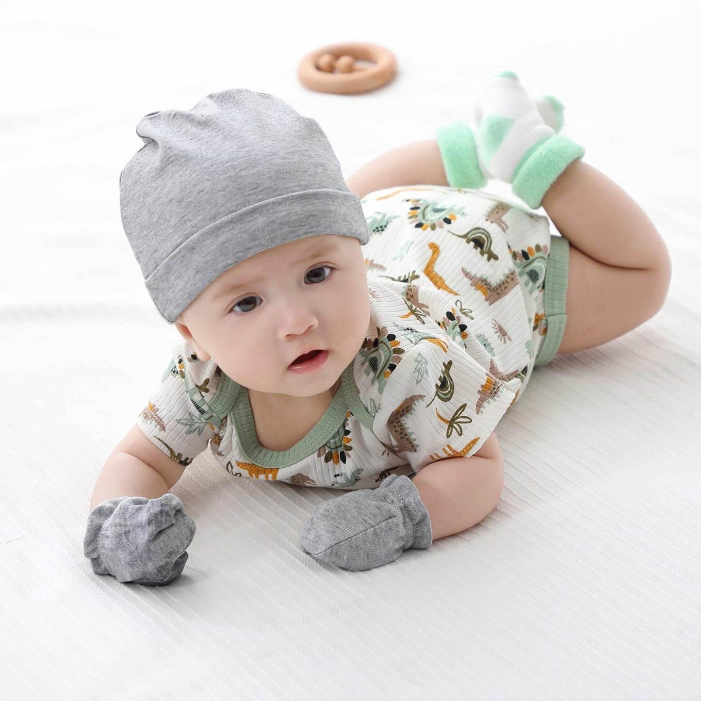 Mamimaka Baby Hat And Mittens Set - Newborn Baby Hats Caps For Boys & Girls, 0-6 Months, 100% Cotton
