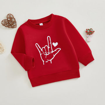 Toddler Baby Boy Valentines Day Outfit Love Crewneck Sweatshirt Letter Long Sleeve Shirt Pullover Tops Valentines Day Clothes (V