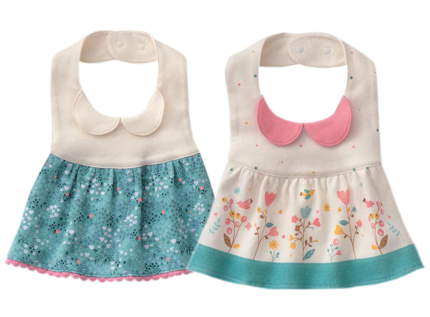 GZMM Baby Girls Princess Type Waterproof Bibs with Adjustable Snaps,2 Pack