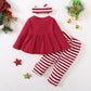 Xuanhao 12-18 Month Girl Clothes Christmas Gifts For Girls Baby Christmas Outfits Sets Long Sleeve Ruffle Tops Stripe Pants Baby