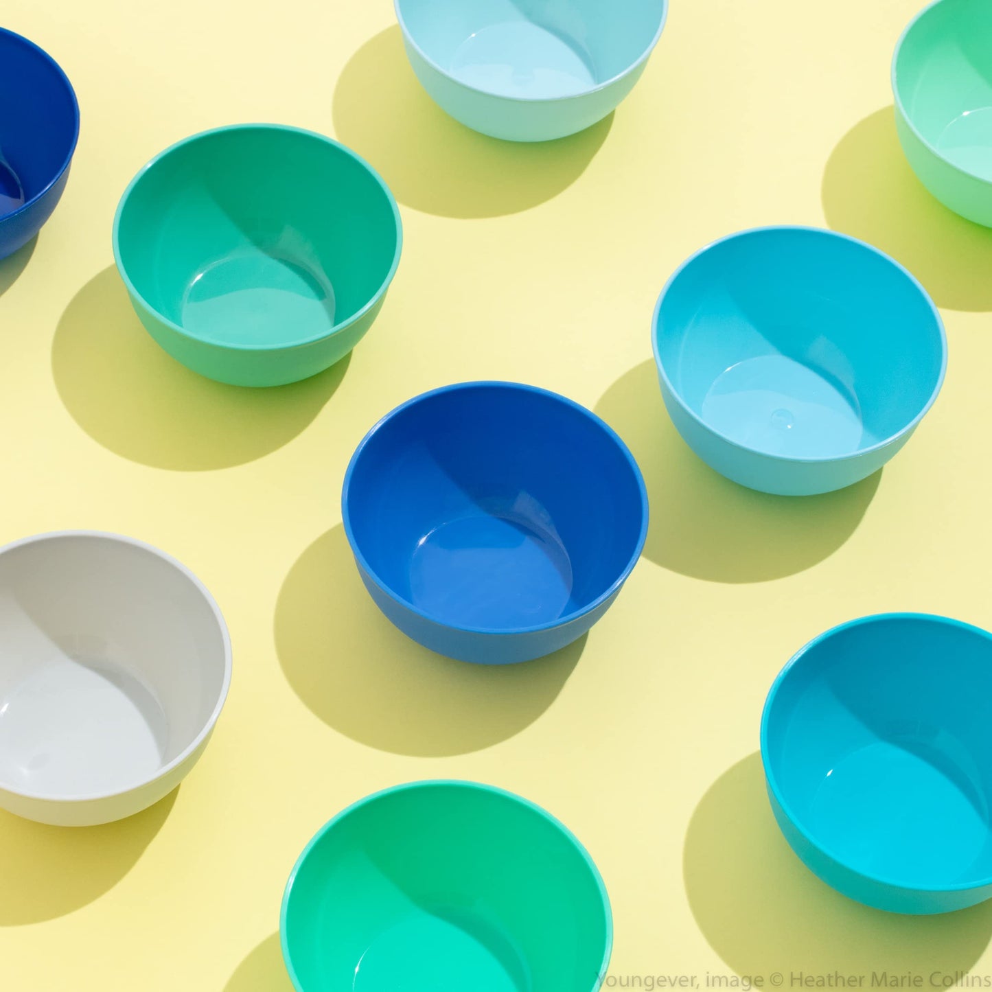 Youngever 54 Pcs Plastic Kids Dinnerware Set Of 9 In 9 Coastal Colors, Toddler Dining Set, Cups, Kids Plates, Kids Bowls, Flatwa