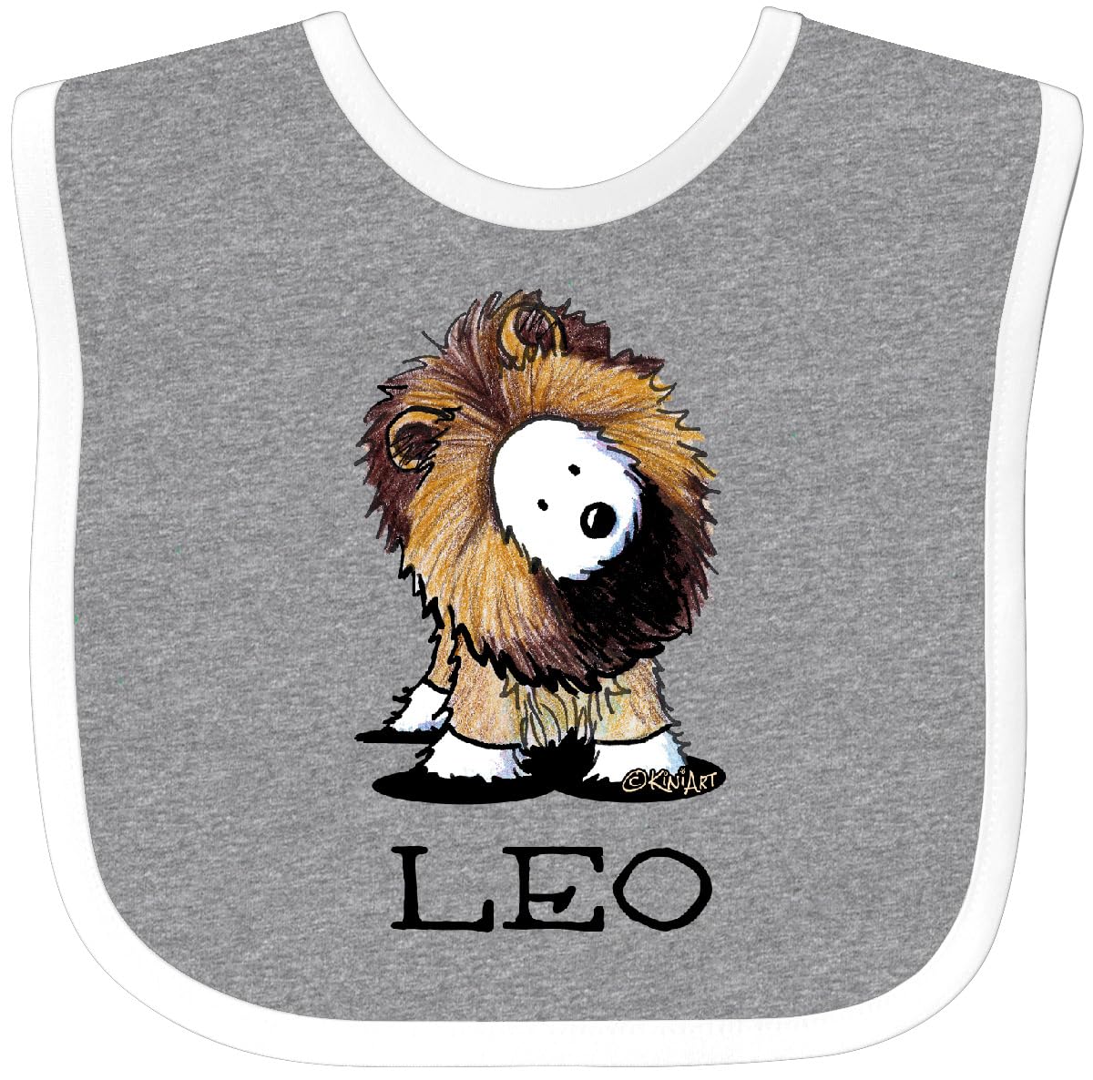 Inktastic Leo Lion Westie Baby Bib Heather And White - Kiniart 5E53