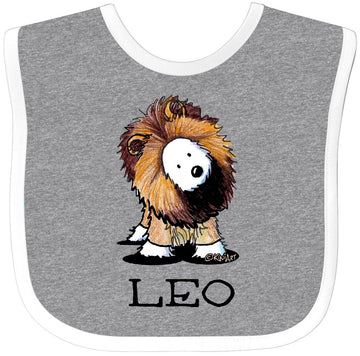 Inktastic Leo Lion Westie Baby Bib Heather And White - Kiniart 5E53