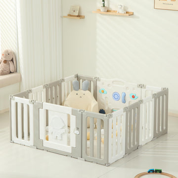 Federedo 14 Panels Baby Play Pen, Extra Large Baby Playpen, Foldable Astronauts Play Pens for Babies and Toddlers, Adjustable Po