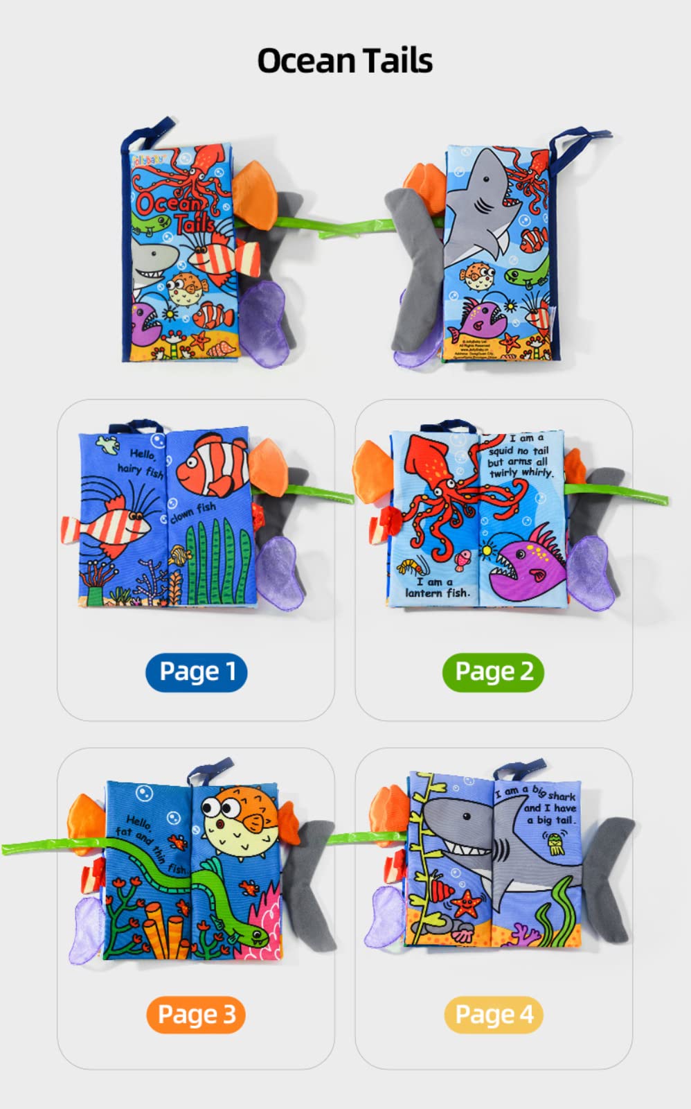 Jollybaby Baby Cloth Books, Touch & Feel Crinkle Soft Books, for Infants Babies, Toddler Early Educational Interactive Stroller