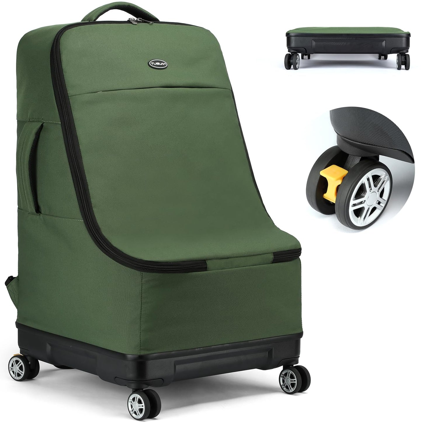 Tuguan Car Seat Travel Bag For Airplane With Spinner Wheels, Infant Car Seat Bags For Air Travel With Hard Bottom, Padded Car Se