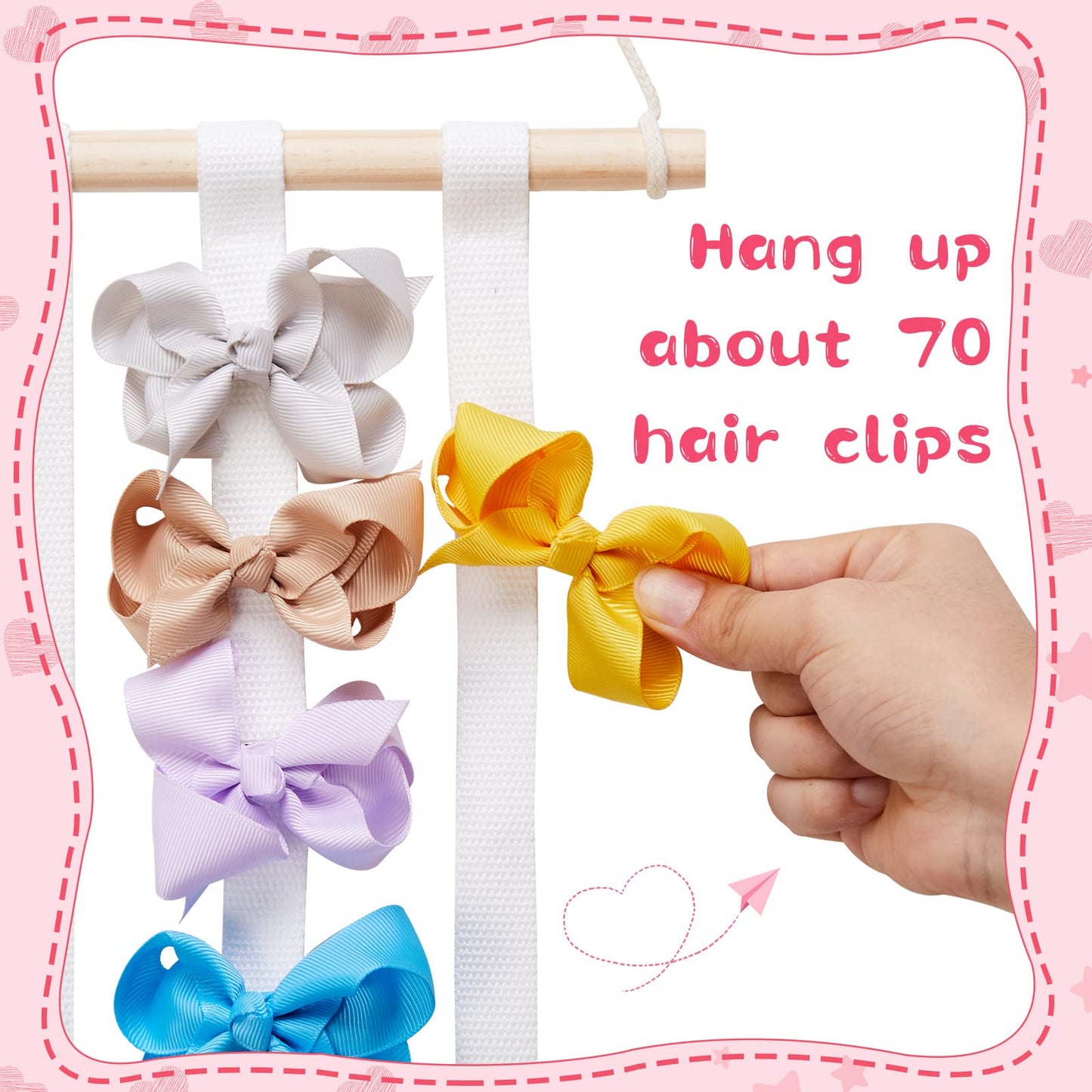 2 Pack Hair Bows Holder Organizer For Girls Baby Headband Hair Bows Holder Hanging Hair Bow Organizer Head Band Holder Storage F