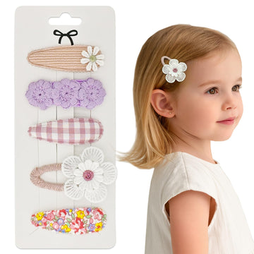 5 Pcs Soft Baby Hair Clips - 5 Snap Barrettes for Girls & Toddlers, Gentle Grip Non-Slip Toddler Hair Clips for Thin and Thick H
