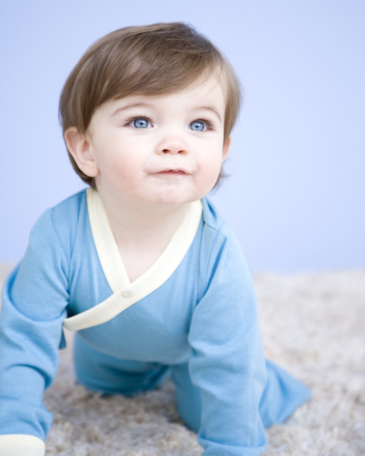 Babysoy Unisex Baby Kimono Bodysuit - Ocean - 3-6 Months
