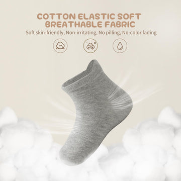 Aroveea Non Slip Grip Ankle Baby Socks 5-7 Years Old Grey For Toddler Boys And Girls Kids Socks 12 Pack, Cute Cotton Baby Socks