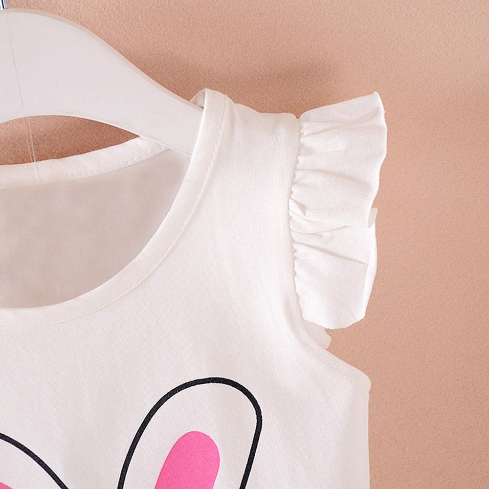 Mh-Lucky Baby Girl Clothes Outfits Short Sets 2 Pieces With T-Shirt + Short Pants (T-Red+White, 24 Months)