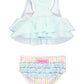 Rufflebutts Pale Rainbow Stripe Flounce Bikini - 6-12M