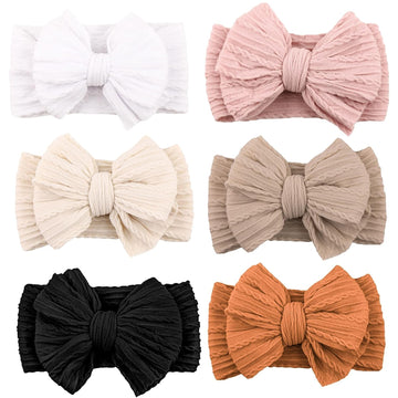 Niceye Handmade Baby Headbands Soft Stretchy Nylon Hair Bands With Bows For Newborn Infant Baby Toddler Girls- Pack Of 6