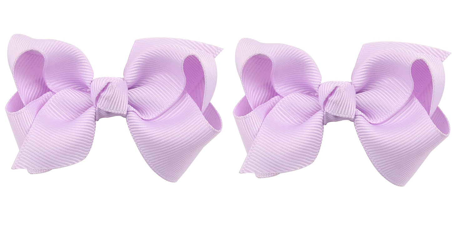 ZOONAI 3 Inch Baby Girl Hair Bows Boutique Hair Clip Teens Toddlers Hairpin Headwear - Set of 2 (Light Purple)
