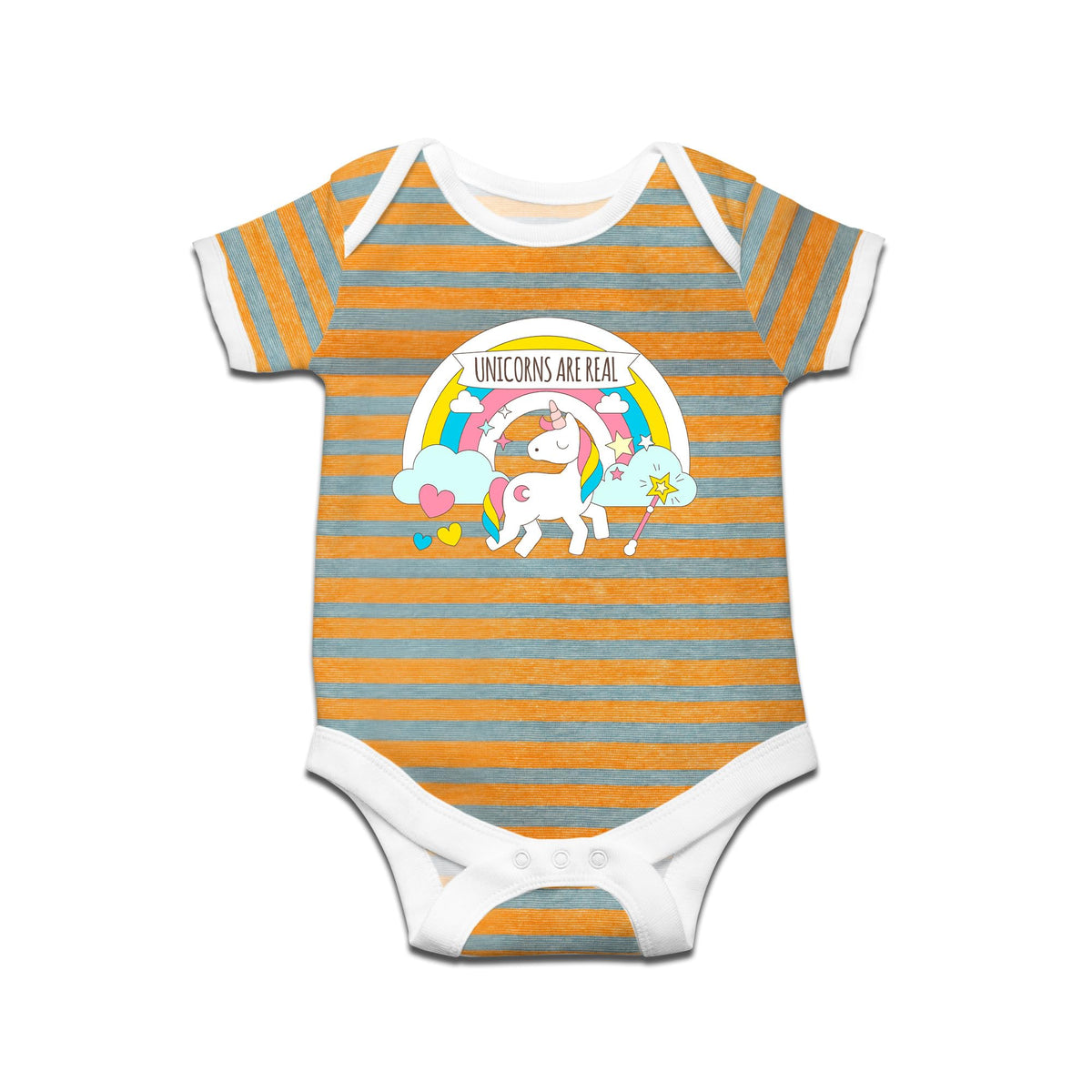 Ruse Unicorn Printed Kids Striped Infant Romper Short Sleeves And Bodysuit For New Born Baby Boy/Baby Girl Clothes 100% Cotton |