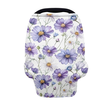 LedBack Floral Baby Car Seat Covers Carseat Canopy, Purple Daisy Breathable Breastfeeding Covers for Babies Boys and Girls