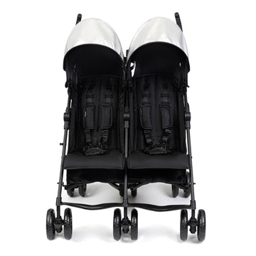 Summer Infant 3Dlite Folding Lightweight Side By Side Double Stroller With 5-Point Safety Harness For Infants And Toddlers, Blac