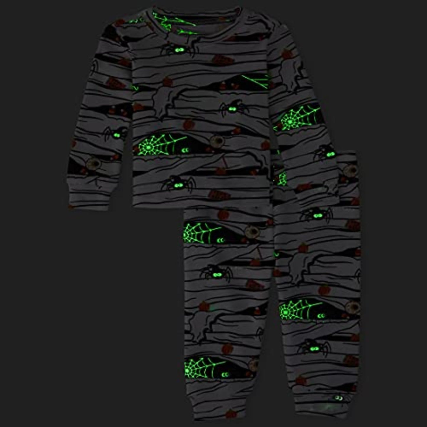 The Children'S Place Unisex Baby And Toddler Halloween 2 Piece Snug Fit Cotton Pajama Set, Glow Mummy, 12-18 Months Us