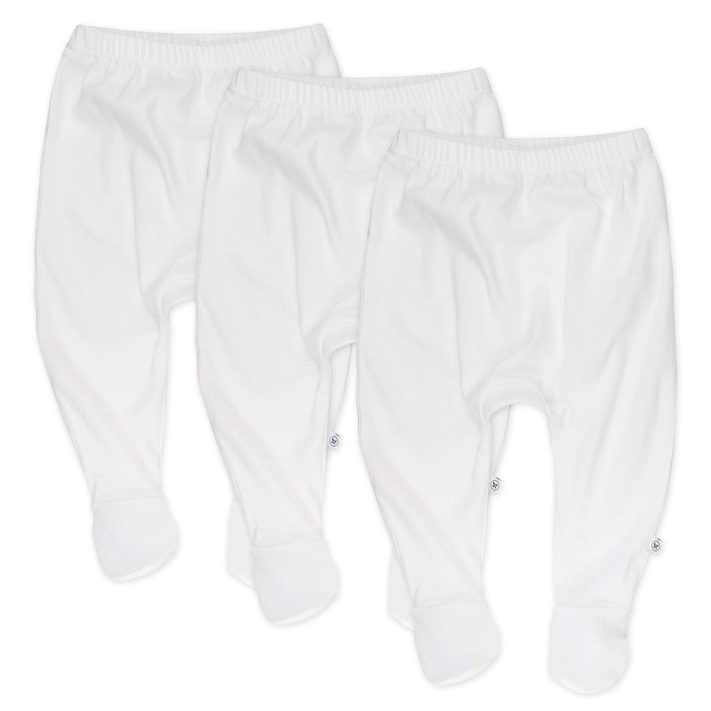Honestbaby Unisex Baby 3-Pack Organic Cotton Footed Harem Pants, Bright White, Preemie Us