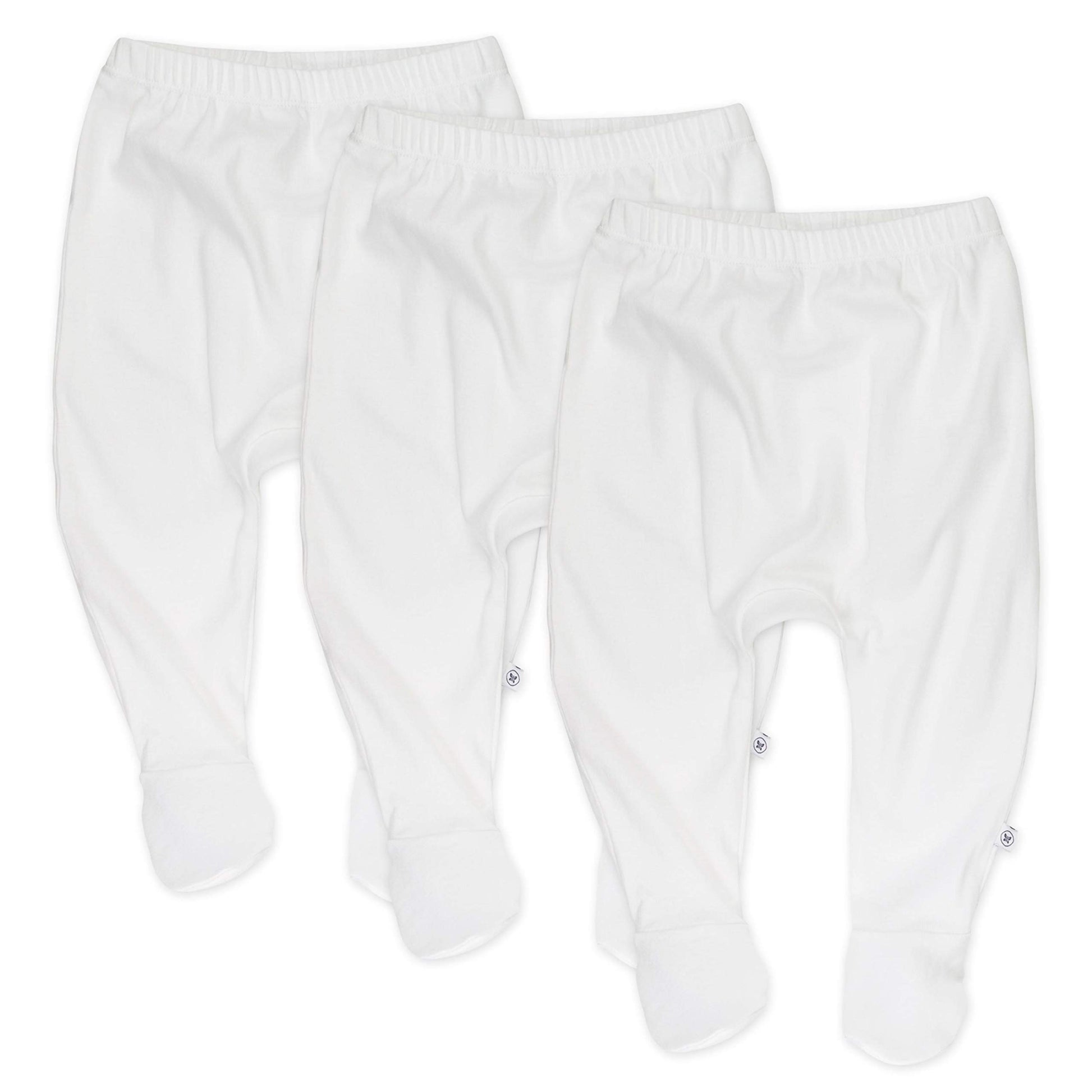 Honestbaby Unisex Baby 3-Pack Organic Cotton Footed Harem Pants, Bright White, Preemie Us