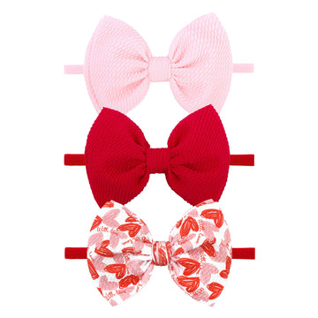 Yanjie Valentine'S Baby Headbands Red And Pink Bows Newborn Heart Headbands Wide Hairbands Valentines Gift Baby Girl Hair Access