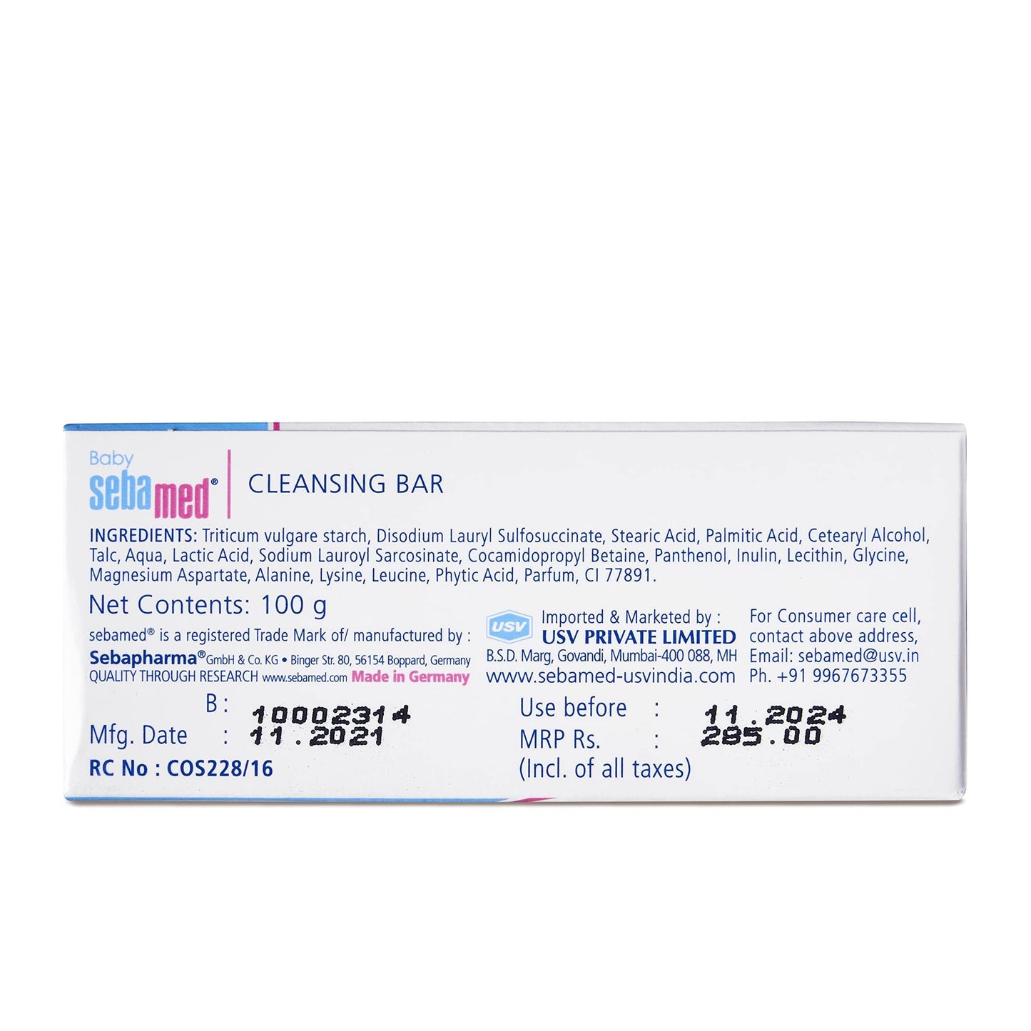 Sebamed Baby Cleansing Bar, 3.5 Oz(100G)