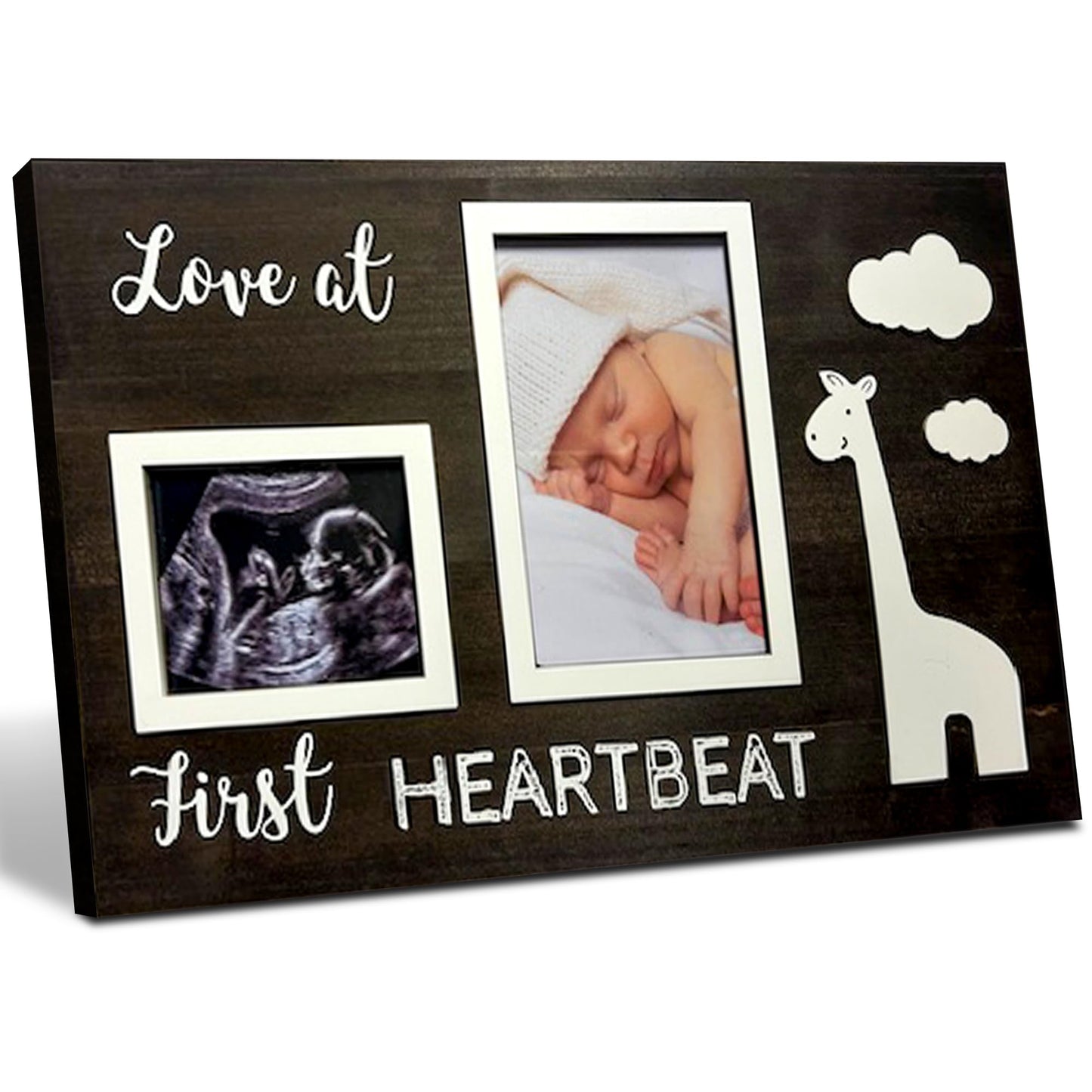 bloom & nest Giraffe Wooden Sonogram Picture Frame - Baby Nursery Decor, Ultrasound Frame for Pregnancy Announcement, Ideal Gift
