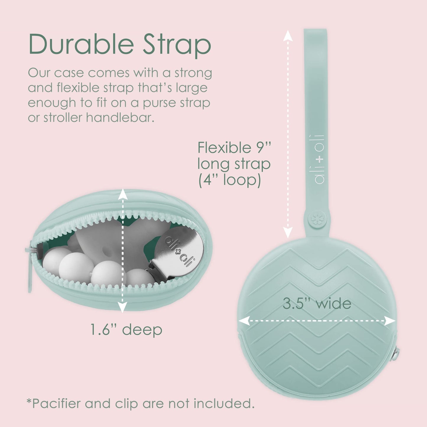 Ali+Oli Silicone Pacifier Holder Case (Army Green) Bpa-Free Newborn Pacifier Holder, Travel Baby Pacifiers Silicone Pouch, Silic