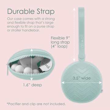 Ali+Oli Silicone Pacifier Case (Natural) 3' X 1.6' Bpa-Free Newborn Pacifier Holder, Travel Baby Pacifiers Silicone Pouch, Pac