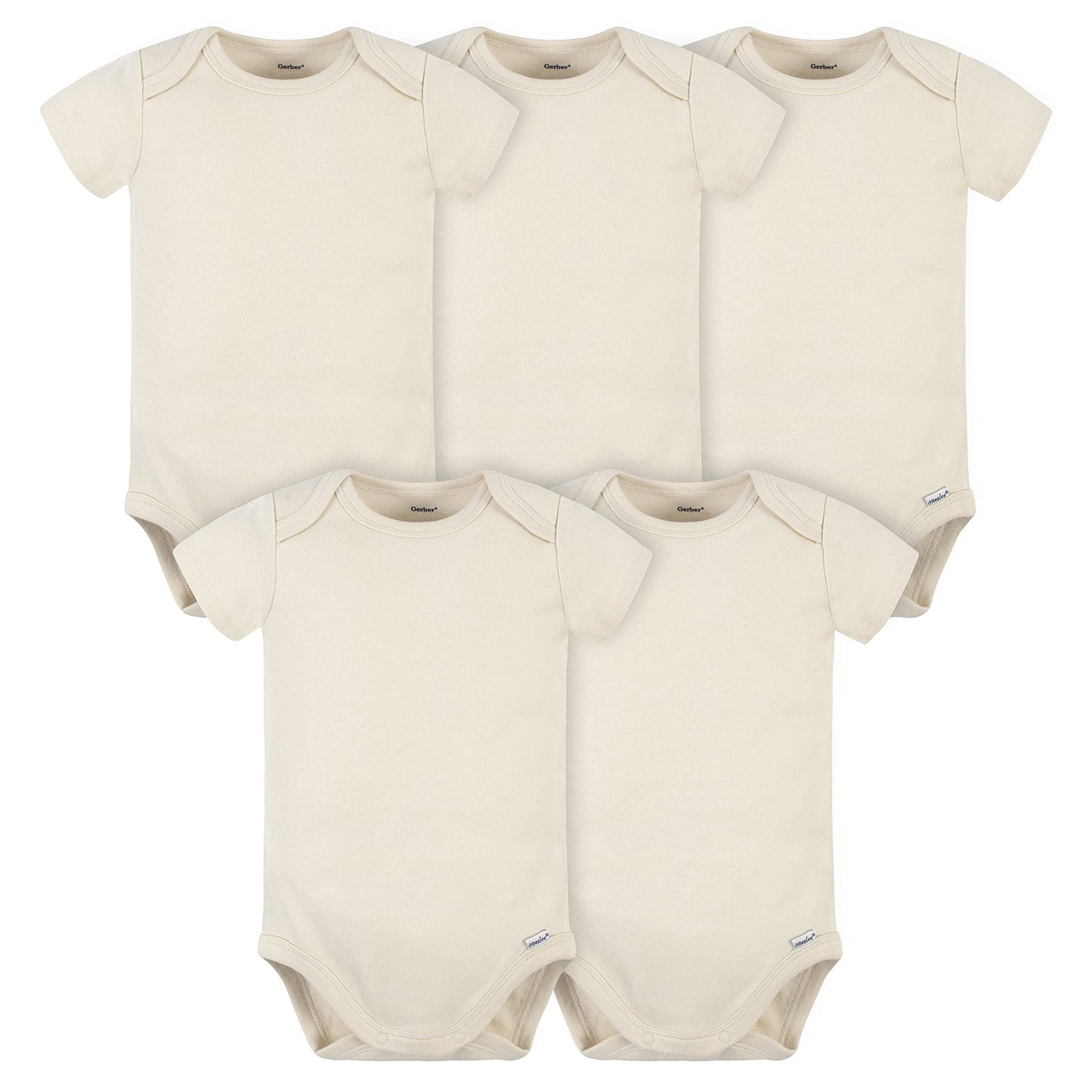 Gerber Baby 5 Pack Onesies Multi-Packs Bundle Interlock 180 Gsm, Natural, 6-9 Months Us