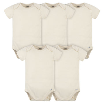 Gerber Baby 5 Pack Onesies Multi-Packs Bundle Interlock 180 Gsm, Natural, 6-9 Months Us
