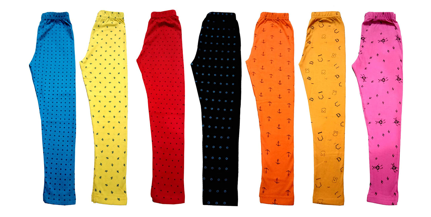 LOVO Girls Super Soft Cotton Printed Leggings (GPL01020305070809, Multicolor, 6 Years  7 Years) Pack of 7