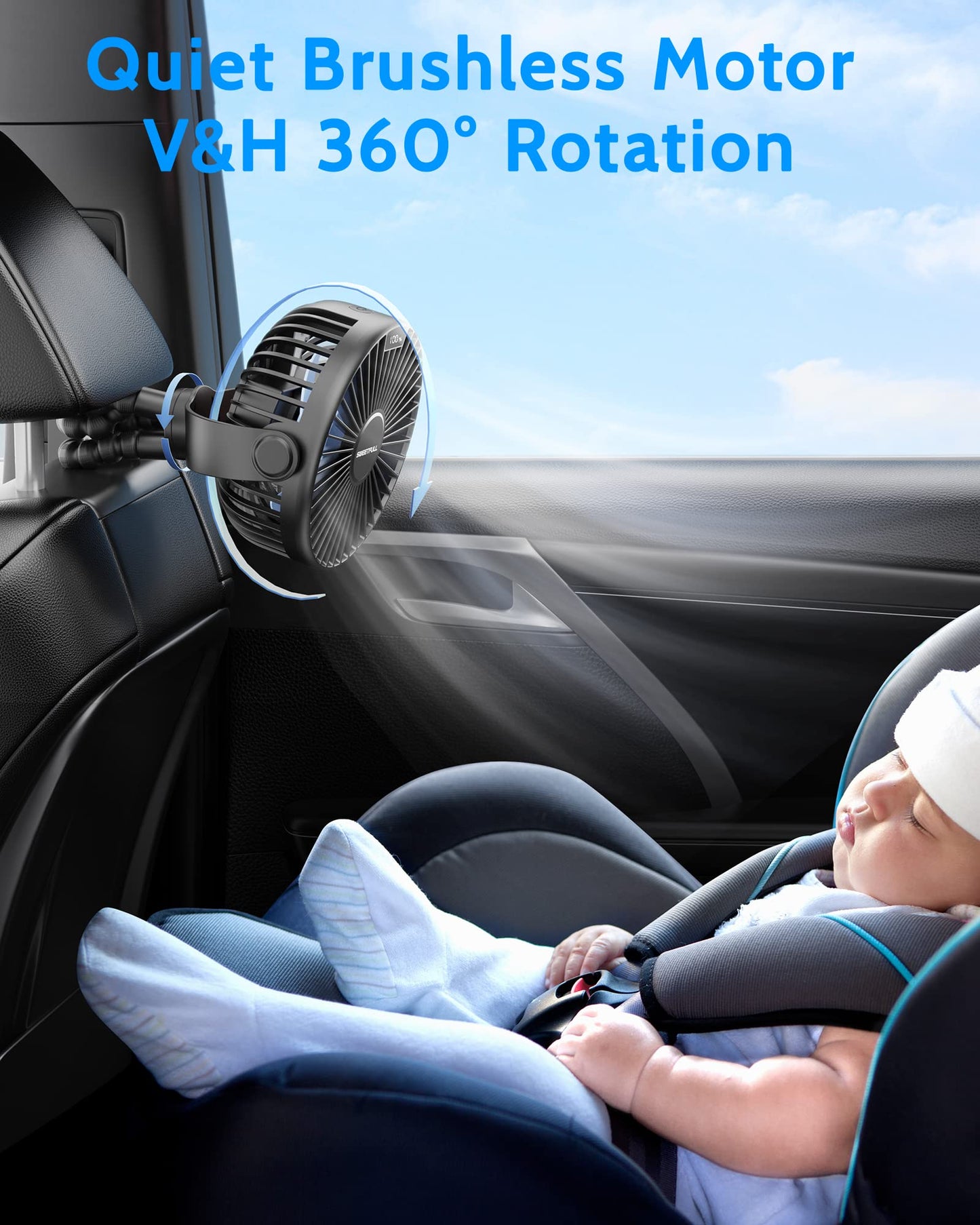 Sweetfull Portable Stroller Fan With Led Display 4000Mah Battery Powered Mini Clip Fan, 4-Speed Rechargeable Small Personal Fan