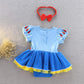 Dressy Daisy Baby Girls Princess Dress Onesie Bodysuit Romper Halloween Costume With Headband Size 9-12 Months Blue 212