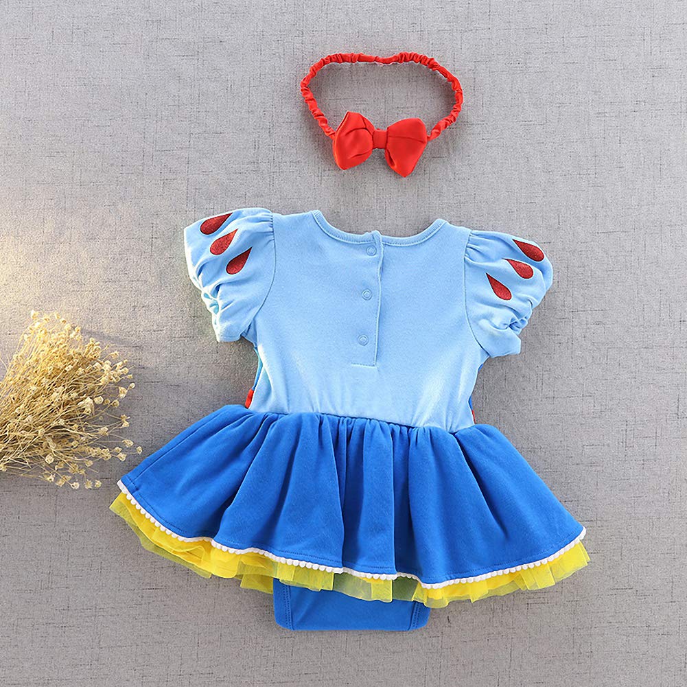 Dressy Daisy Baby Girls Princess Dress Onesie Bodysuit Romper Halloween Costume With Headband Size 9-12 Months Blue 212
