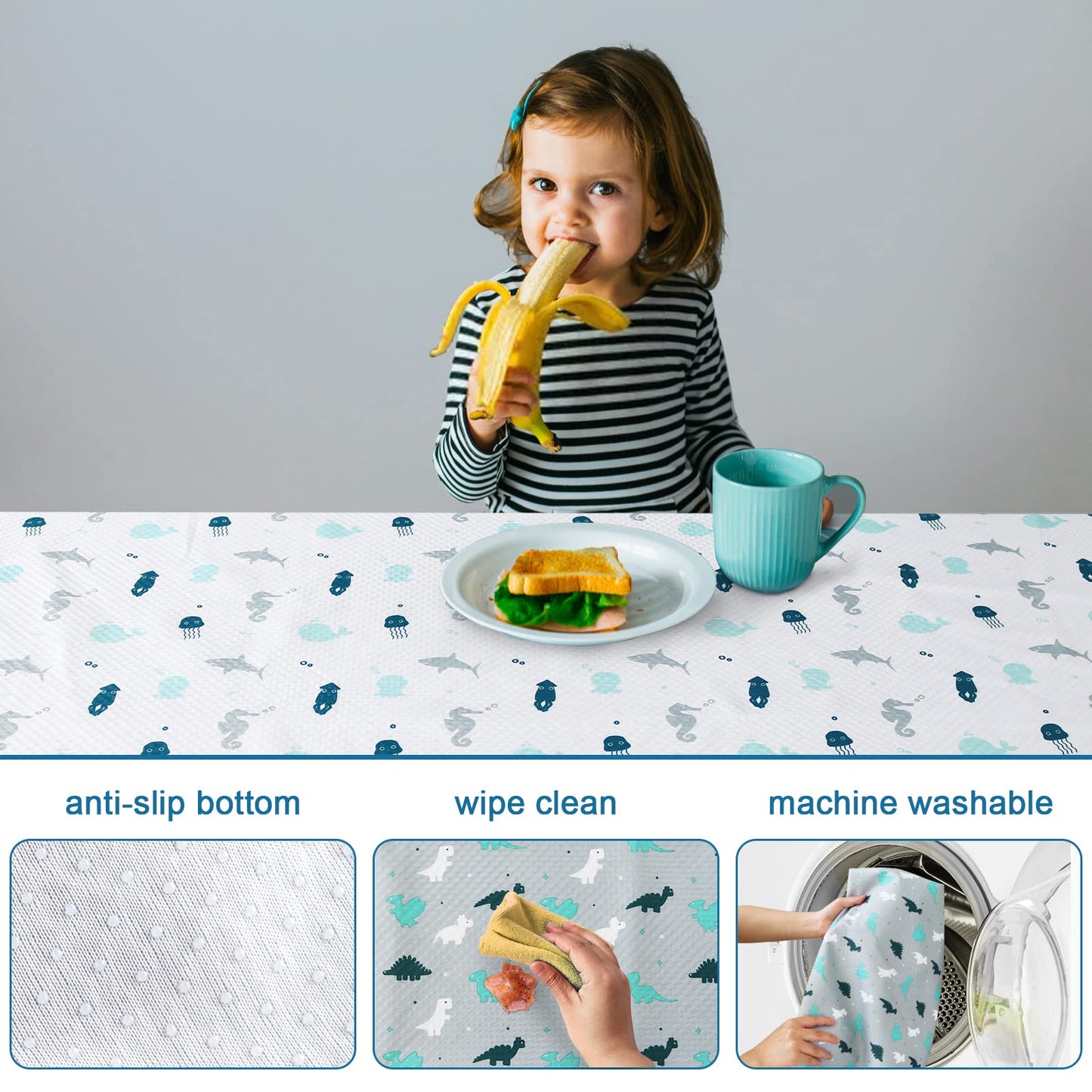 Splat Mat 2 Pack For Under High Chair & Arts & Eating Mess, Waterproof Baby Playtime Anti-Slip High Chair Mat For Floor Or Table