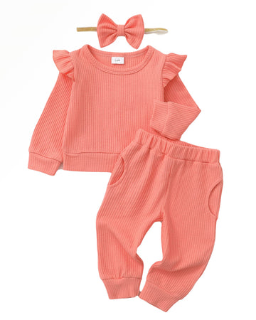 2T Baby Girl Clothes Top Pants Set Cotton Baby Girl Outfit Toddler Baby Girls' Clothing Cute Baby Girl Gifts Pink 3T Girls Cloth