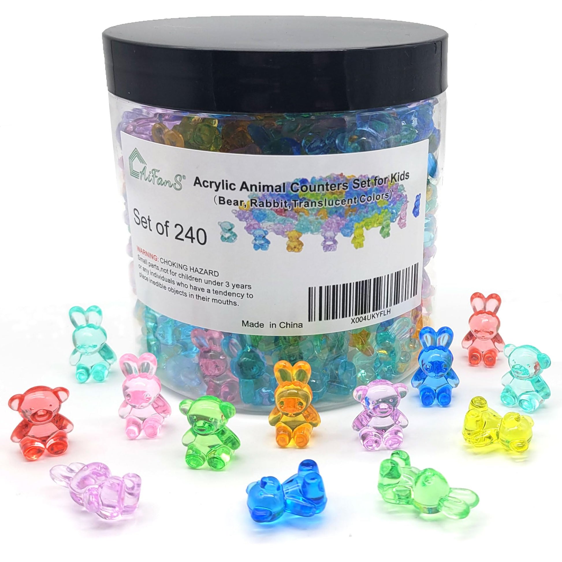 AiFanS Counting Bears and Bunnies,240 Pieces Counter Toys for Kids - Fun Educational Math Manipulatives with Storage Box for Cou