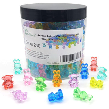 AiFanS Counting Bears and Bunnies,240 Pieces Counter Toys for Kids - Fun Educational Math Manipulatives with Storage Box for Cou