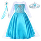 Party Chili Princess Costume For Girls Dress Up With Accessories For Little Girls 6X 6-7 Years 130 Sky Blue