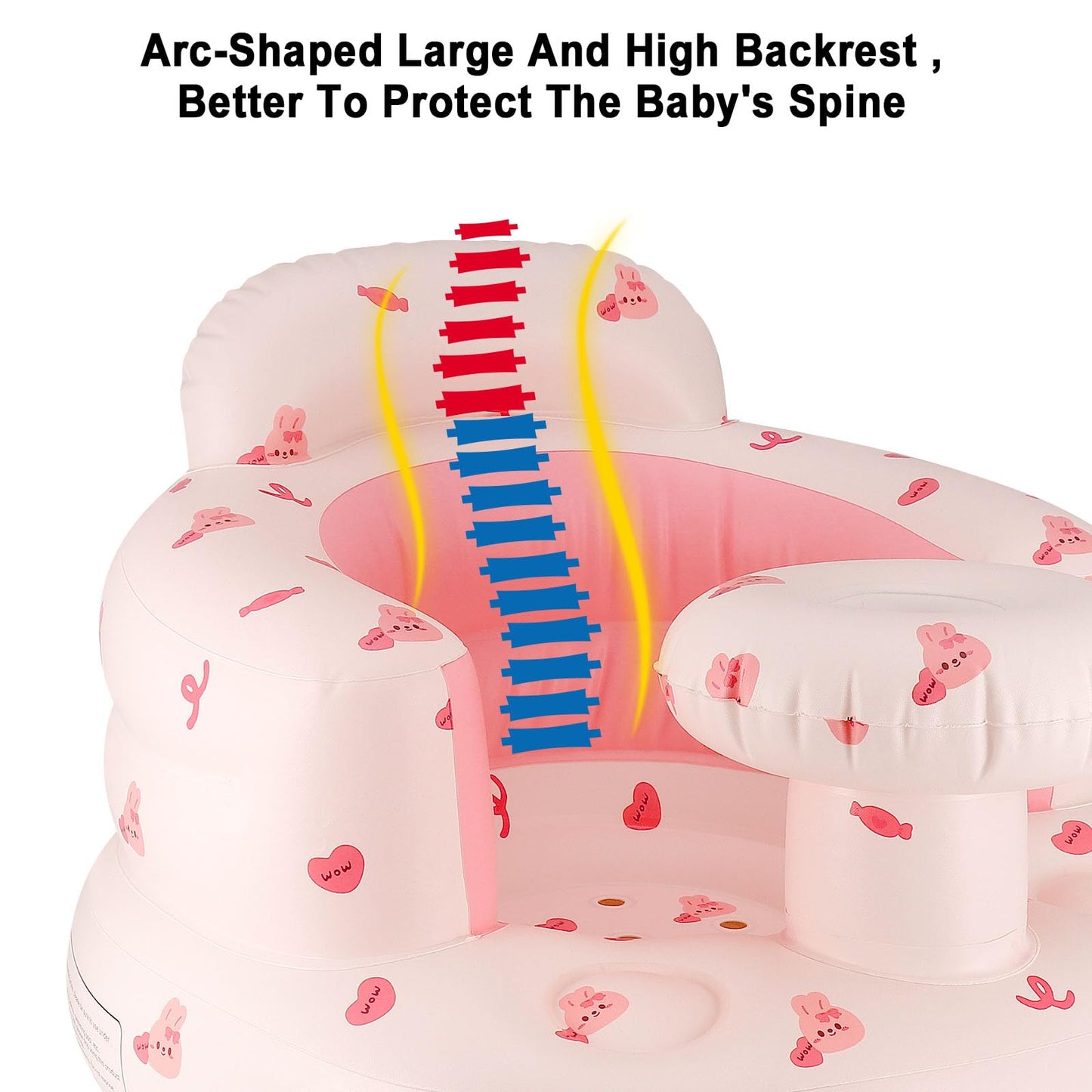 Pink Baby Inflatable Seat For Babies 3-36 Months Girl, Built In Air Pump, Bear Baby Support Seat Summer Toddler Chair For Sittin