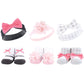Hudson Baby Infant Girl Headband And Socks Giftset, Pink Charcoal, One Size