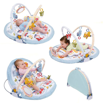 Yookidoo Baby Gym Urban Lay To Sit-Up Playmat. 3-In-1 Newborns Activity Center With Tummy Time Toys, Pillow & Infant Miror. 0-12