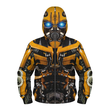 Plustrong Kids Boys Teen Full Zip Up Hoodie Halloween Cosplay Sweatshirts Jackets Costumes For Boys(Yellow Robot 035,L(11T-13T)