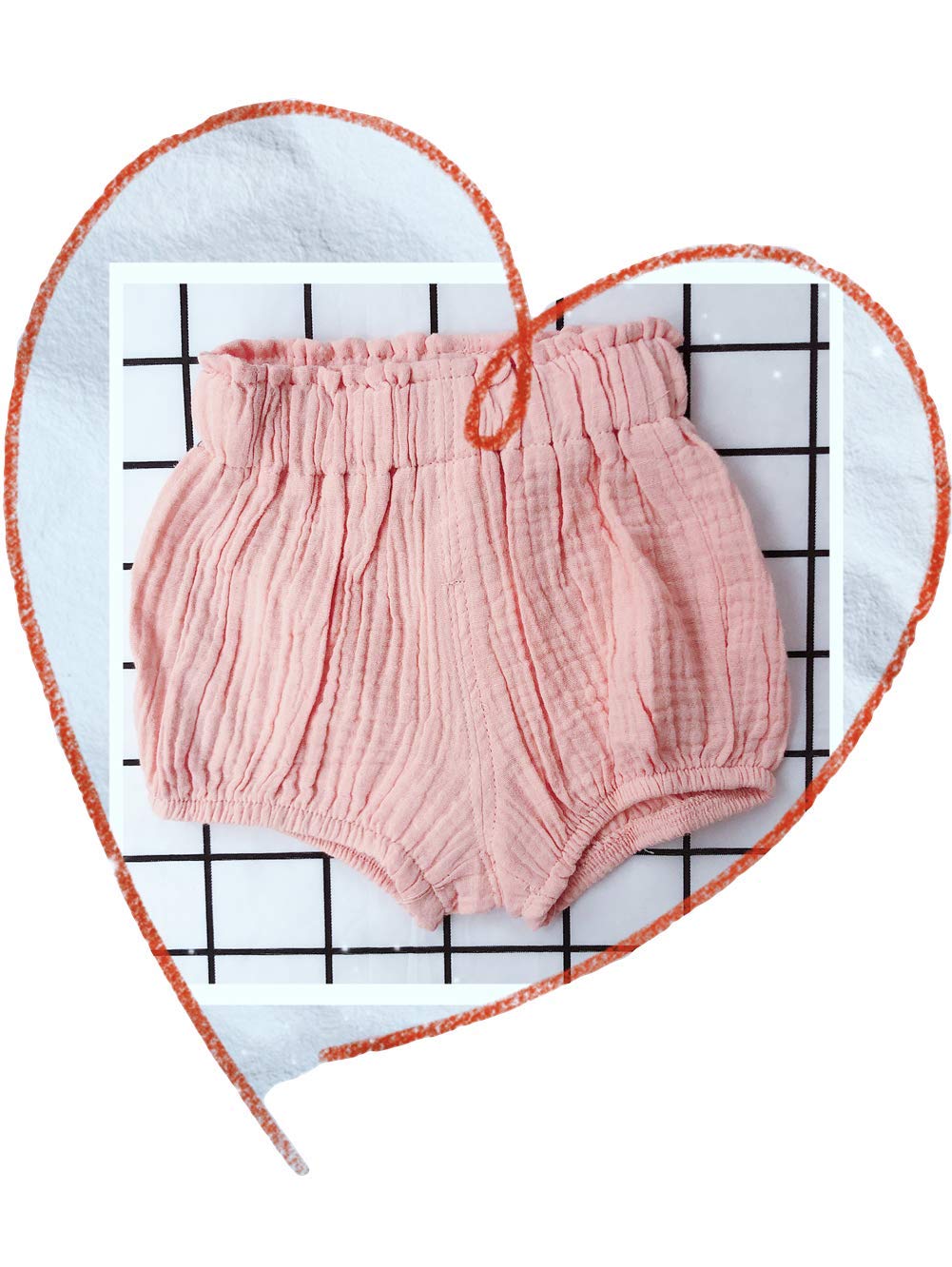 Looly Unisex Baby Girls Boys 3 Pack Cotton Linen Blend Bloomer Shorts (66 (3-6Month), Pink, Color, White)