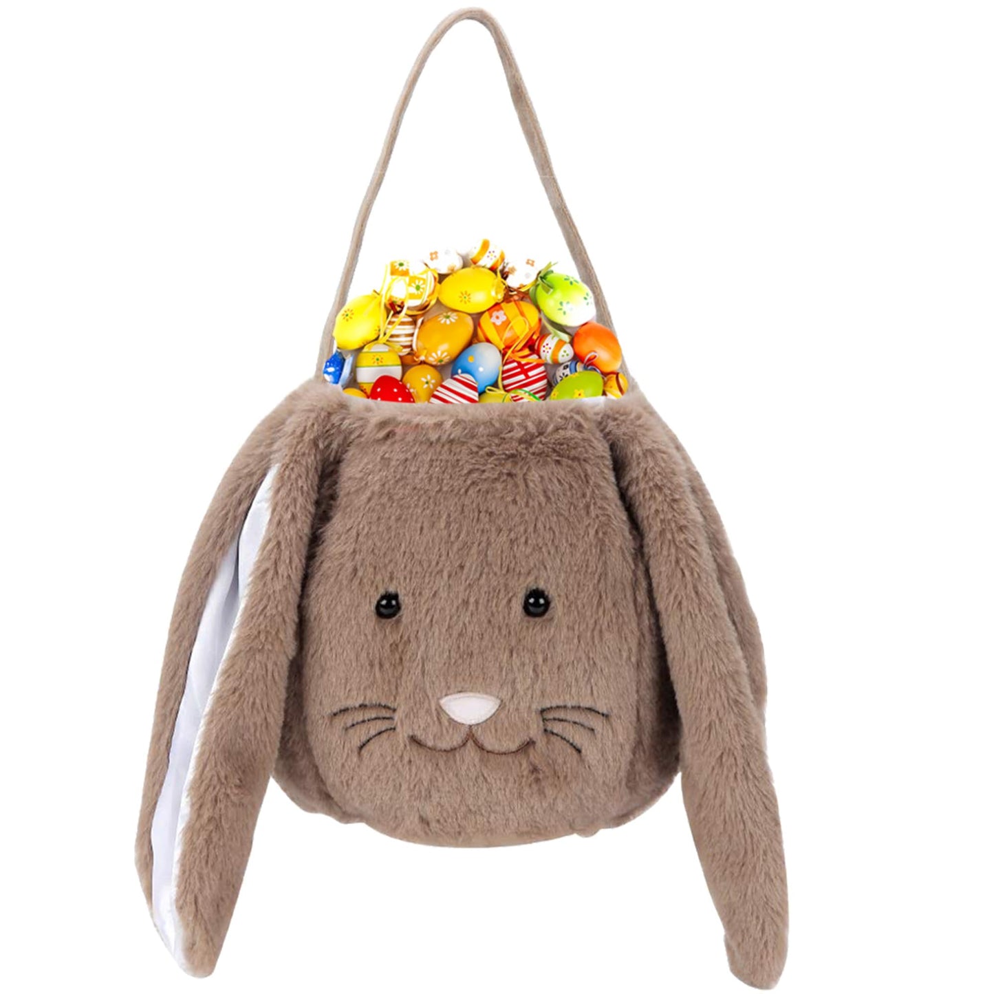 Plush Easter Bunny Basket For Kids Boys Girls Easter Buckets With Long Plush Ear Personalized Egg Hunting Bags,Bunny Kids Easter