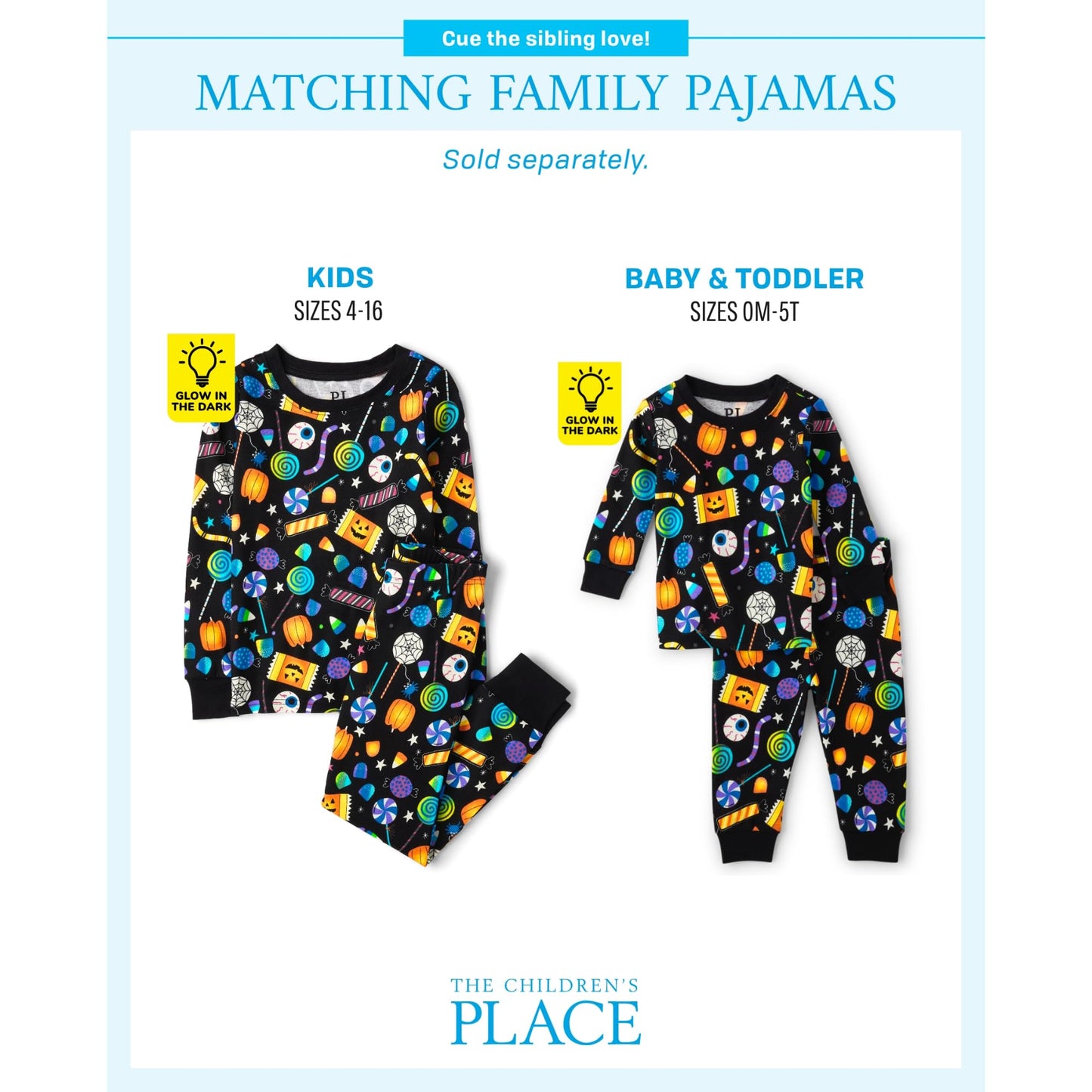 The Children'S Place,Unisex Baby,And Kids, Sibling Matching, Holiday Pajama Sets, Cotton,Allover Halloween Candy,4